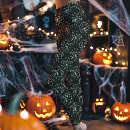 Dunkle graue Spider Webmuster Halloween Leggings