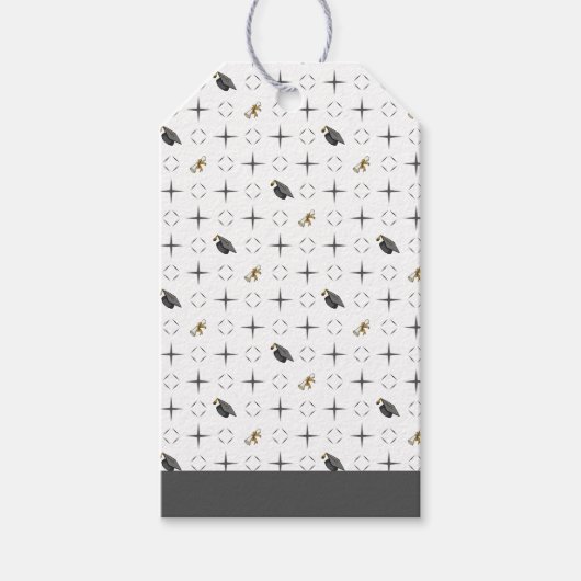 Dunkle Gray Graduation Caps und Diplommuster Geschenkanhänger (Vorderseite)