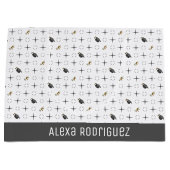 Dunkle Gray Graduation Caps und Diplommuster Große Geschenktüte (Vorderseite)