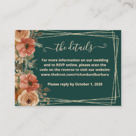 Dunkle grüne Blumenzwiebelwebsite Details QR Begleitkarte