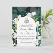 Dunkle grüne botanisch-islamische Hochzeit Einladung (Stehend Vorderseite)