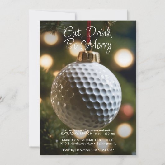 Dunkle grüne Golfsaison Weihnachten Einladung (Vorderseite)