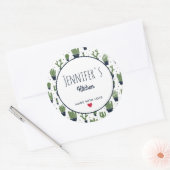 Dunkle grüne Kaktus Wüstenmuster Küche Runder Aufkleber (Umschlag)