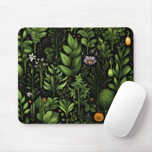 Dunkle Grüne Kräuter Mousepad (Mit Mouse)