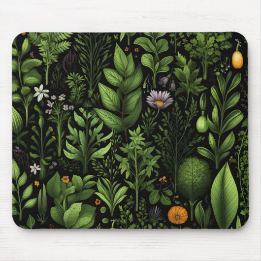 Dunkle Grüne Kräuter Mousepad (Vorne)