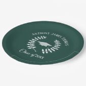 Dunkle grüne Obergrenze und Blätter Papier Teller  (Schrägansicht)