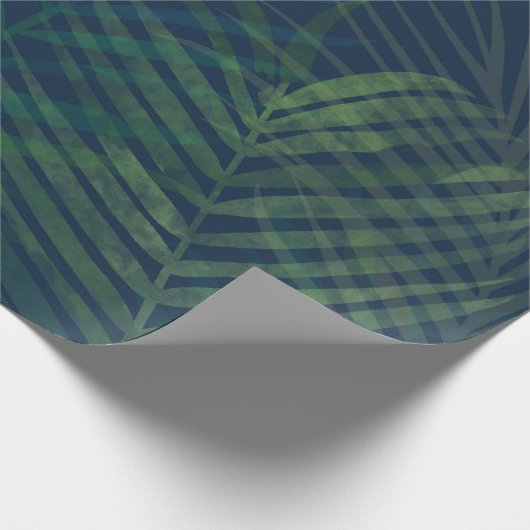 Dunkle grüne Palme Blätter Umschlagpapier - Tropis Geschenkpapier (Ecke)