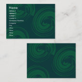 Dunkle grüne Spiralen Visitenkarte (Vorne/Hinten)