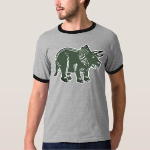 Dunkle grüne Triceratops Ringer-T - Shirt