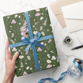 Dunkle grüne Wiese Geschenkpapier