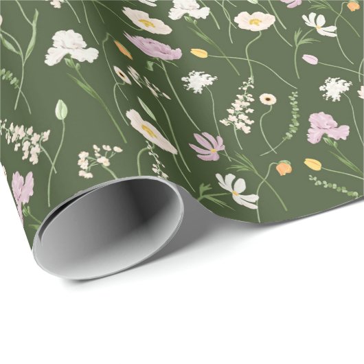 Dunkle grüne Wiese Geschenkpapier (Rolleneckpunkt)