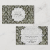 Dunkle Grunge-Antiken-Damast-Haar-Stylist-Mode Terminkarte (Vorne/Hinten)