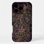 Dunkle Grunge Ästhetik Gothic Violet Gold Floral iPhone Hülle (Rückseite)
