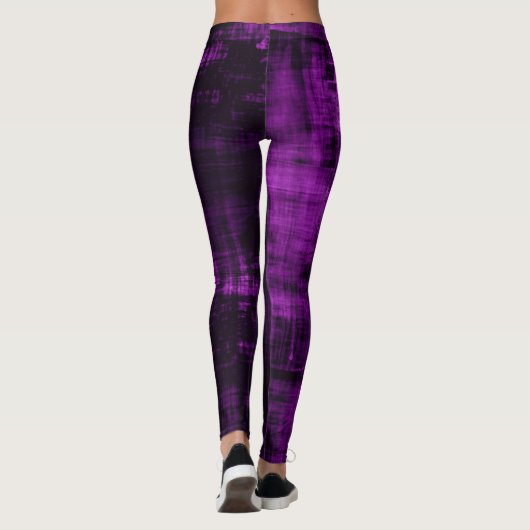 Dunkle Grunge Crosshatch Textur - Lila Leggings (Rückseite)