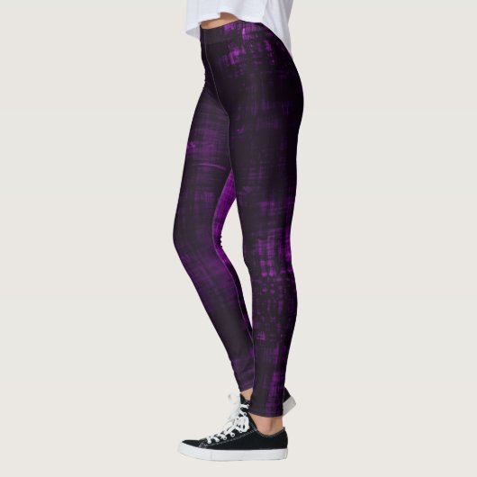 Dunkle Grunge Crosshatch Textur - Lila Leggings (Links)