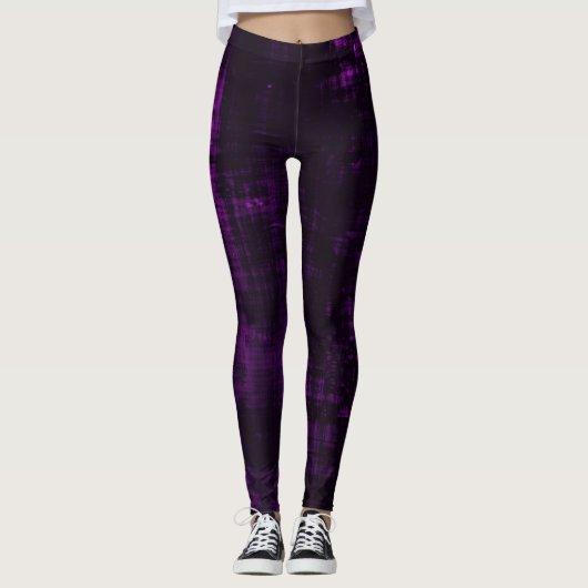 Dunkle Grunge Crosshatch Textur - Lila Leggings (Vorderseite)