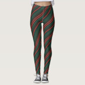 Dunkle Grüntöne und dunkle Reds Streifen Leggings (Vorderseite)