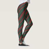 Dunkle Grüntöne und dunkle Reds Streifen Leggings (Rechts)