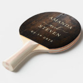 Dunkle Hackklotz-Paarnamen mit Hochzeitsdatum Tischtennis Schläger (Vorderseite)