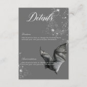 Dunkle Halloween Glam Bat & Diamonds Hochzeitsdeta Begleitkarte (Vorderseite)