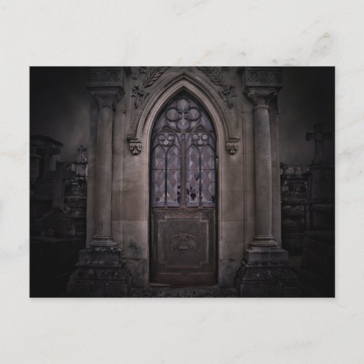 Dunkle Halloween-Gotische Friedhofkrypta Postkarte (Vorderseite)
