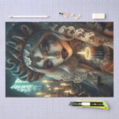 Dunkle Harlekin-Frau-Decoupage-Papier Seidenpapier (Handwerk)