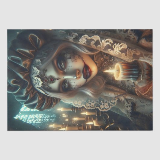 Dunkle Harlekin-Frau-Decoupage-Papier Seidenpapier (Vorderseite)