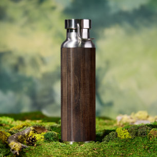 Dunkle harte Holzplanen mit Holzkörnern Trinkflasche