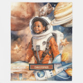 Dunkle Haut Astronauten Boy Blanket Wasserfarbe Ga Fleecedecke (Vorderseite)