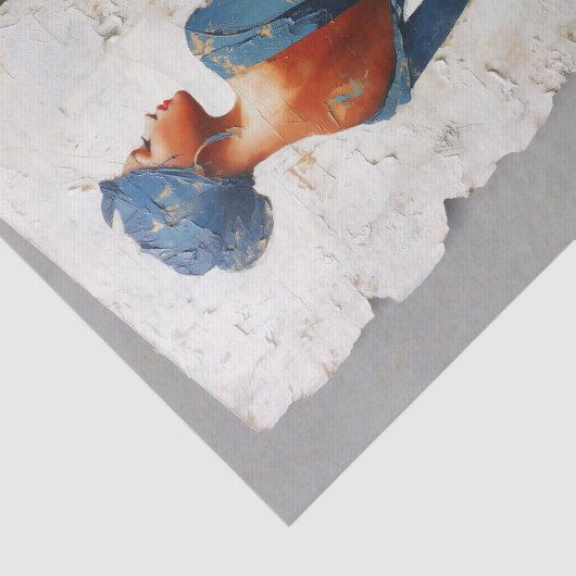 Dunkle Haut Frau in Blue EL6R Decoupage Seidenpapier (Ausschnitt)