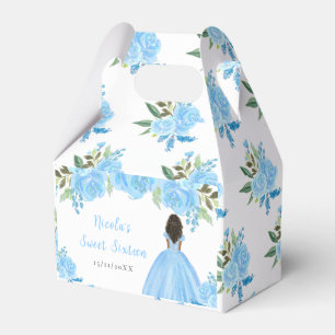 Dunkle Haut Prinzessin Blaue Blumen Sweet Sixteen Geschenkschachtel