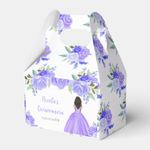 Dunkle Haut Prinzessin Lila Floral Quinceanera Geschenkschachtel