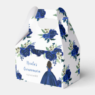 Dunkle Haut Prinzessin Navy Floral Quinceanera Geschenkschachtel
