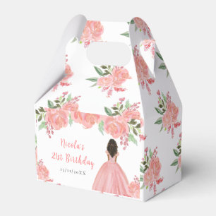 Dunkle Haut Prinzessin Rosa Florale Geburtstagsfei Geschenkschachtel
