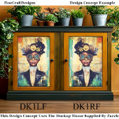 Dunkle Haut Steampunk Frau Collage DK1LF Decoupage Seidenpapier