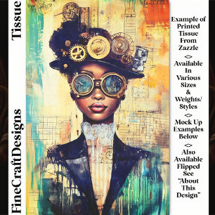 Dunkle Haut Steampunk Frau Collage DK1RF Decoupage Seidenpapier