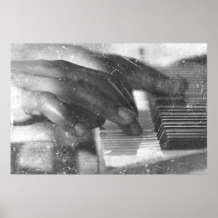dunkle Hautfalten mit Klaviertastaturgrunge Poster