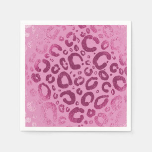 Dunkle & helle rosa Glam Leopardenprint-Party Serviette
