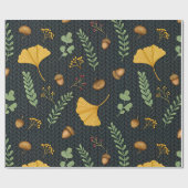 Dunkle Herbst-Geschenkverpackung mit Ginkgoblätter Geschenkpapier (Flach)