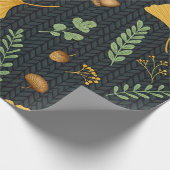 Dunkle Herbst-Geschenkverpackung mit Ginkgoblätter Geschenkpapier (Ecke)
