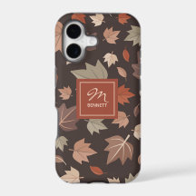 Dunkle Herbstblätter Monogramm Personalisiert