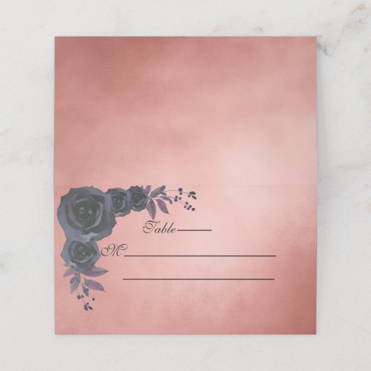 Dunkle Herbstflorgotik Monogramm Lila Platzkarte (Außenseite Aufgefaltet)