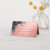 Dunkle Herbstflorgotik Monogramm Lila Platzkarte (Vorderseite)