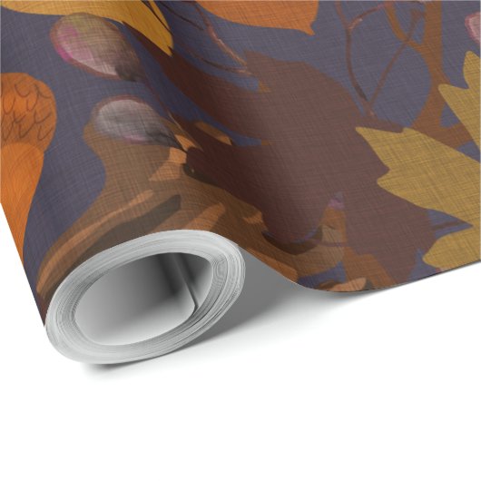 Dunkle Herbstlaub verbinden Zweige Geschenkpapier (Rolleneckpunkt)