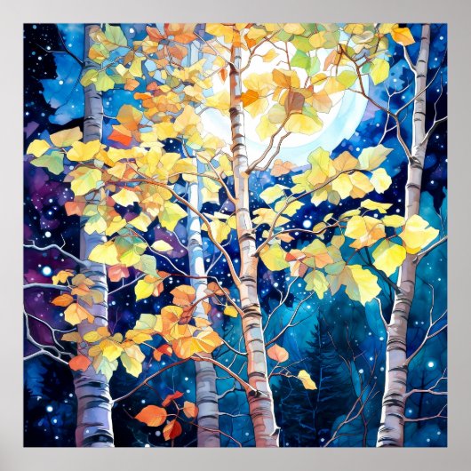 Dunkle Herbstwaldmalerei Poster (Vorne)