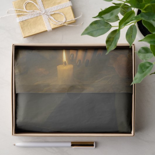 Dunkle Hexe mit Kerze und Skull Gothic Halloween Seidenpapier (Geschenk)