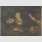 Dunkle Hexe mit Kerze und Skull Gothic Halloween Seidenpapier (Vorderseite)