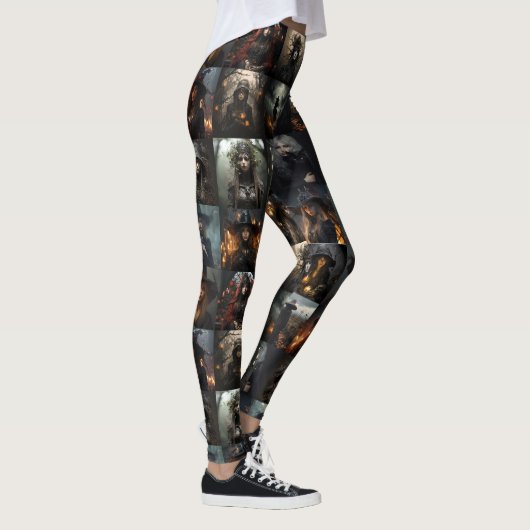 Dunkle Hexen Collage Leggings - Spooky (Rechts)
