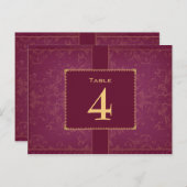 Dunkle Himbeere und goldene Tischnummer (Vorne/Hinten)