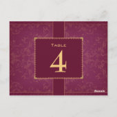 Dunkle Himbeere und goldene Tischnummer (Rückseite)